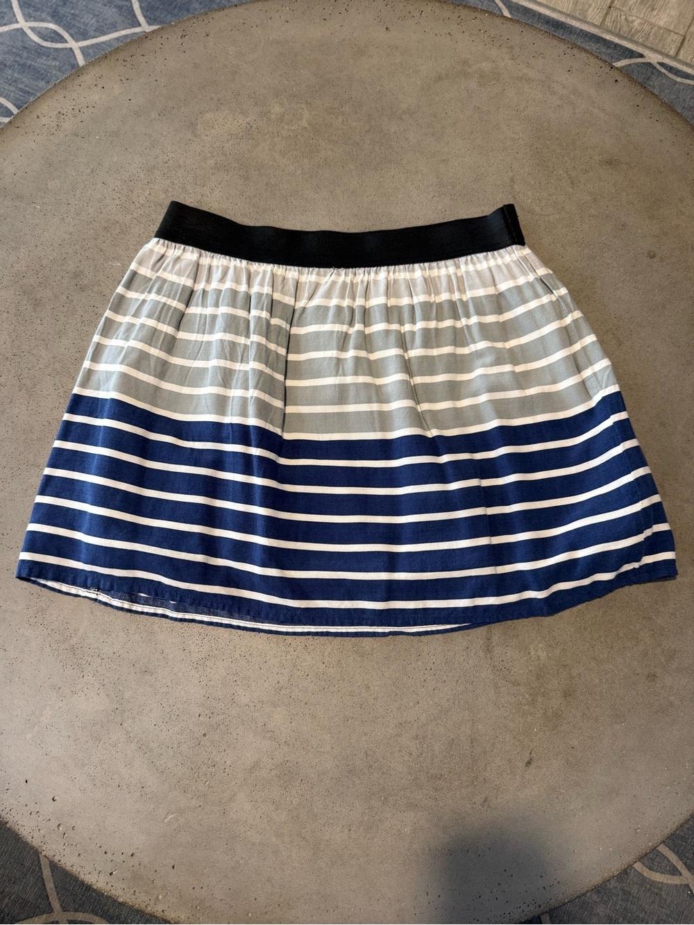 SO Navy, White & Light Gray Striped Skater Skirt